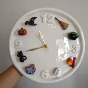 Handmade Ceramic Clock with Interchangeable Charms